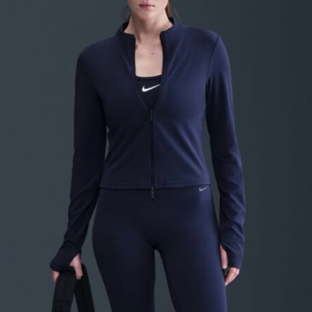 NWT Nike Zenvy Women's Dri-FIT Full-Zip Slim Fit Top Navy Large